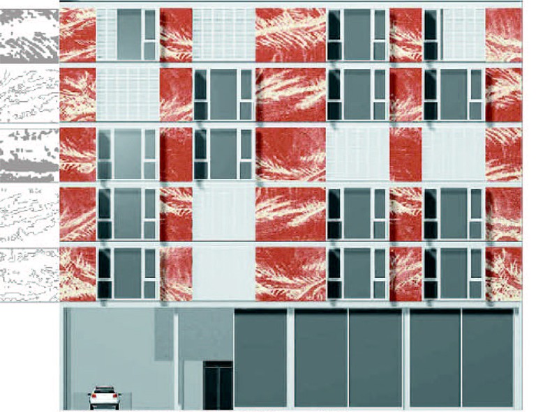 Façade texturée pour bâtiment rue Pau Claris Barcelona